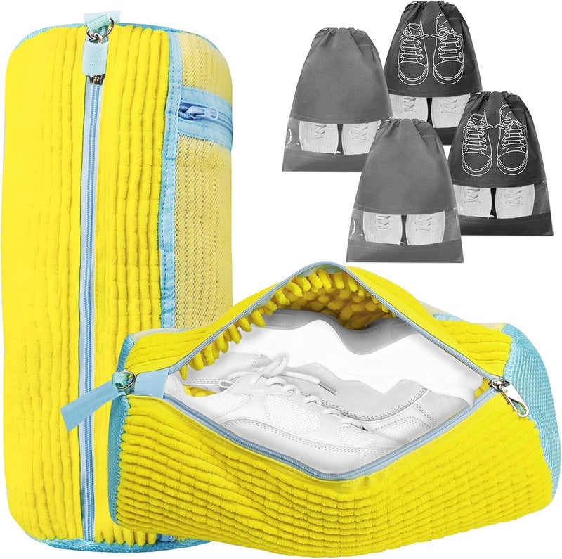 DOBVDLA Shoe Washing Machine Bag | Laundry Shoe Bag for Washer and Dryer, 2pcs Reusable Shoes Cleaner Bags, Chenille Microfiber for Sneakers Tennis Shoes, Zipper with Lock Ring - Image 1